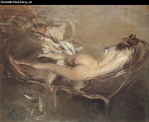 Giovanni Boldini A Reclining Nude on a Day-bed